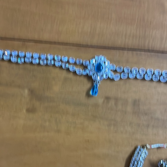 Indian Necklace Jewelry Jewellery Set/ blue bridal wedding necklace set - Picture 9 of 10